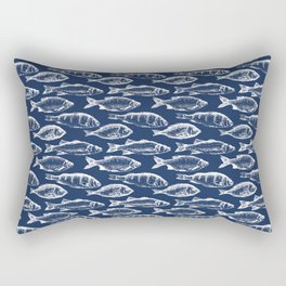 Fish // Navy Blue Rectangular Pillow