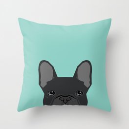 French Bulldog black coat color dog lover pet friendly dog breed pet portraits Throw Pillow