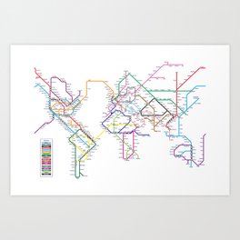 World Metro Subway Map Art Print