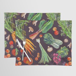 Veggie Pattern Plum Placemat | Csa, Veggie, Painting, Organic, Garden, Watercolor, Shiitake, Lynn Lantz, Farmers Market, Chef 