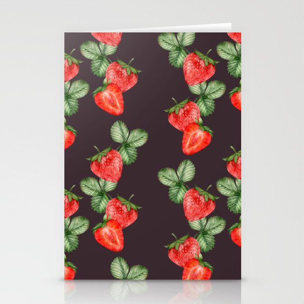 Trendy Summer Pattern with Strawberries Stationery Cards