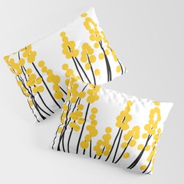 Hello Spring! Yellow/Black Retro Plants on White #decor #society6 #buyart Pillow Sham
