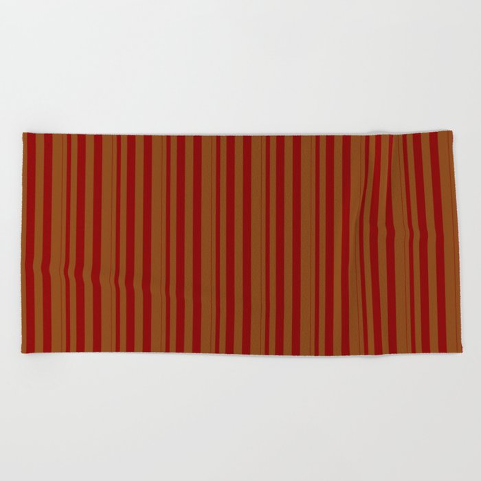 Dark Red & Brown Colored Lined/Striped Pattern Beach Towel
