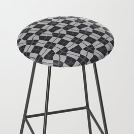 Warped Checkerboard Grid Illustration black and white Bar Stool