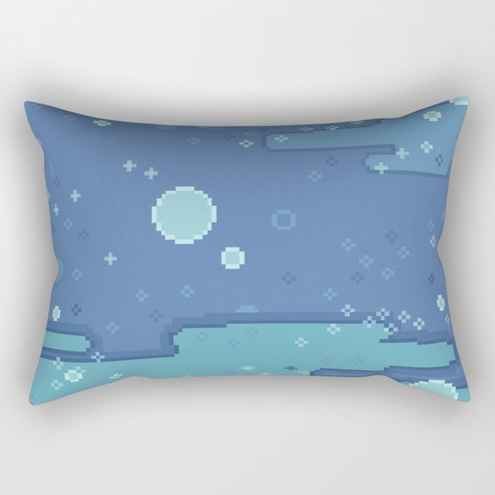 Blue Space Bubbles (8bit) Rectangular Pillow