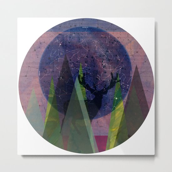 Wonder Wood Deer Dream Forest - Waiting for the sun · Crop Circle Metal Print