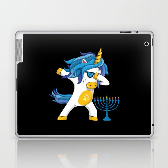 Rainbow Unicorn Jew Menorah Happy Hanukkah Laptop & iPad Skin