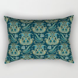 Luxe Pineapple // Art Deco Blue Rectangular Pillow