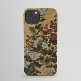 Flowers & Grapes Vintage Japanese Floral Gold Leaf Screen iPhone Case