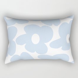 Large Baby Blue Retro Flowers White Background #decor #society6 #buyart Rectangular Pillow