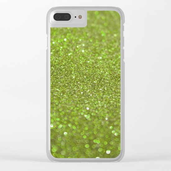 Bright Lime Glitter Clear iPhone Case