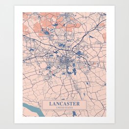 Lancaster vintage city map Art Print