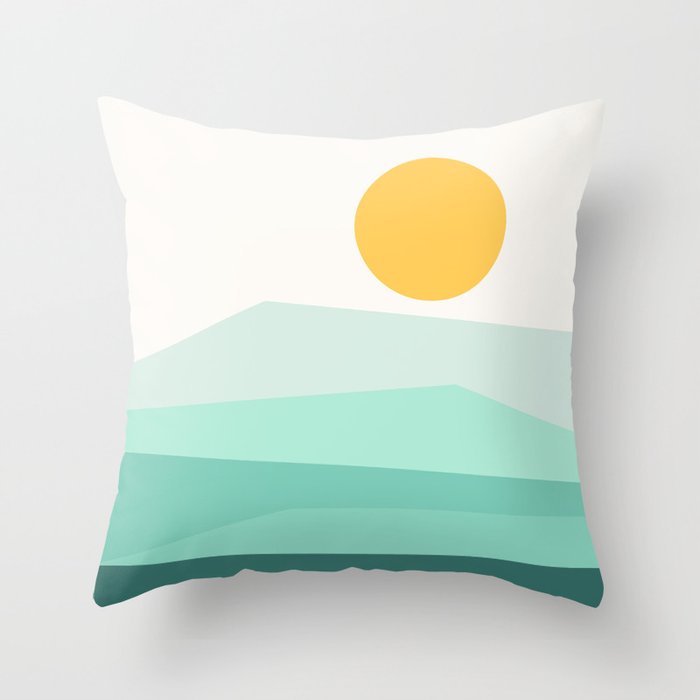 Abstract Landscape 09 Ice Blue Throw Pillow