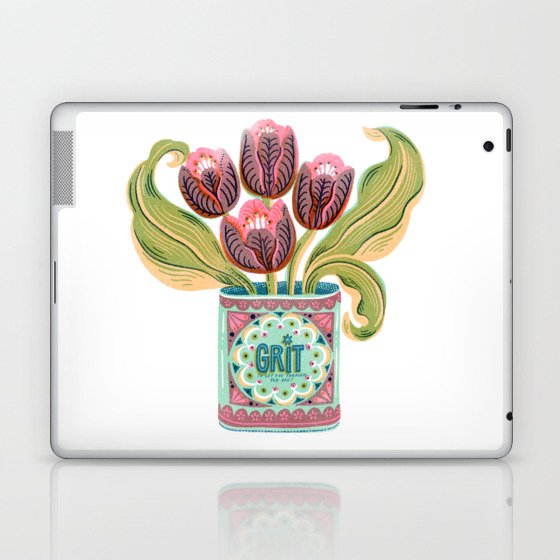 Self Care Spring Retro Tin Can Tulip Grit Laptop & iPad Skin