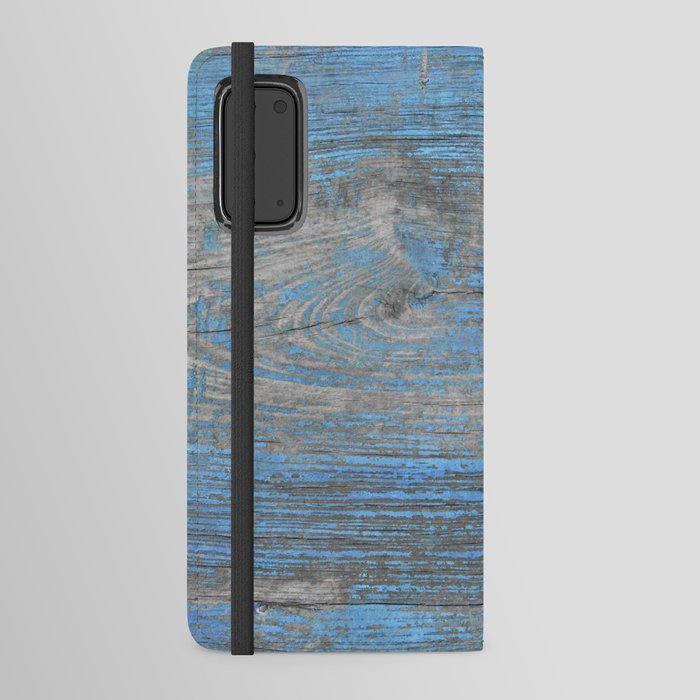 Faded Blue Painted Wood Android Wallet Case