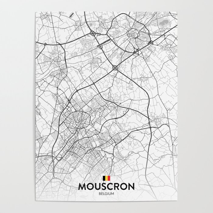 Mouscron, Belgium - Light City Map Poster