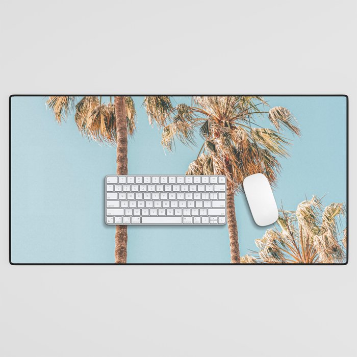 Palm Trees, Summer Vibes Print, Coconut Palm Tree, Beach Palm, Beach Print, Palm Beach Miami Florida Summer Vibe, Green Palm Leaves Desk Mat