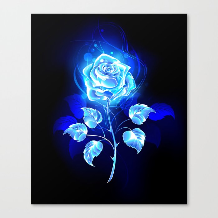 Burning Blue Rose Canvas Print