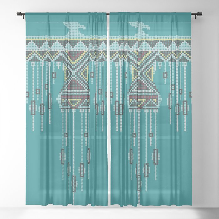 Native American Indian Tribal Eagle Sheer Curtain