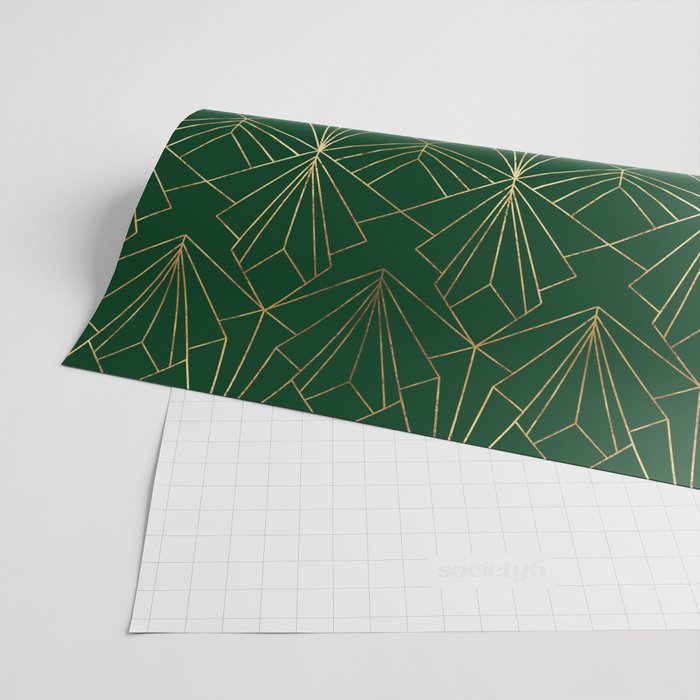 Art Deco in Emerald Green - Large Scale Wrapping Paper by Wellington Boot