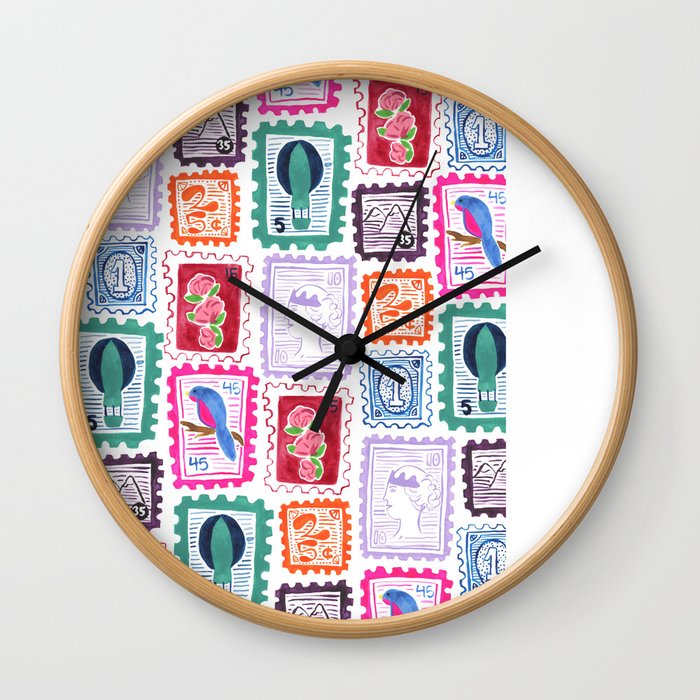 Postage Stamps Wall Clock