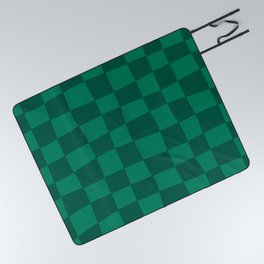 Hand Drawn Checkerboard Pattern (emerald green) Picnic Blanket