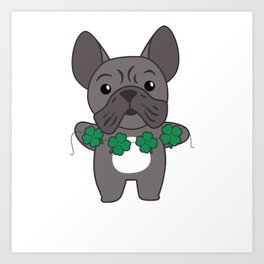 French Bulldog Shamrocks Cute Animals For Luck Art Print