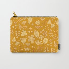 Garden Scatter - Saffron & Paprika (floral pattern) Carry-All Pouch | Butterfly, Beetles, Nature, Saffron, Paprika, Spring, Yellow, Graphicdesign, Paisleymcnoodle, Bees 