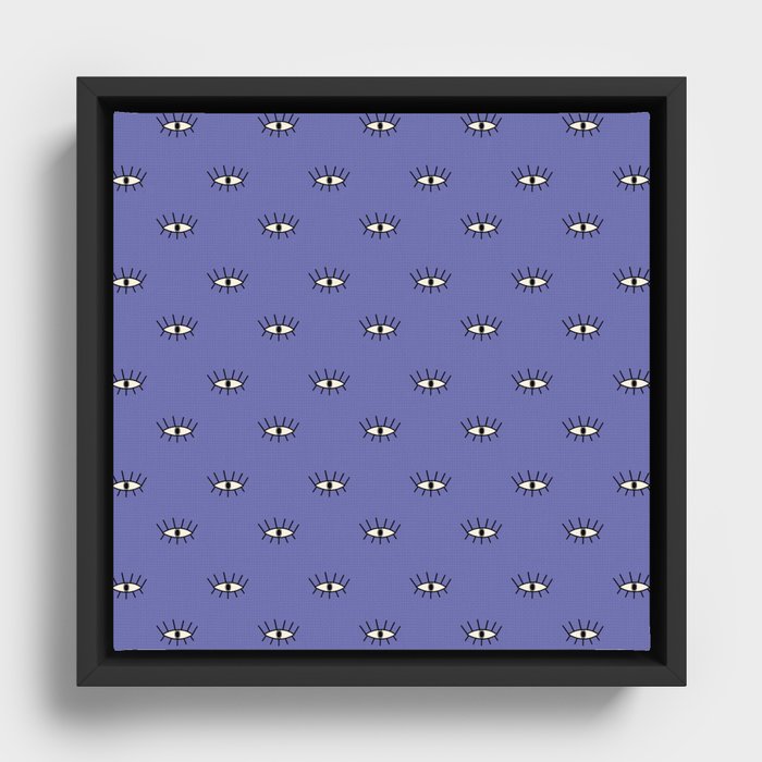 Very Peri modern eyes pattern Framed Canvas