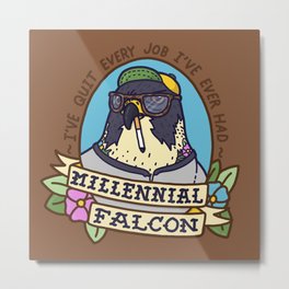 Millennial Falcon Metal Print | Funny, Pop Surrealism, Illustration, Pop Art 