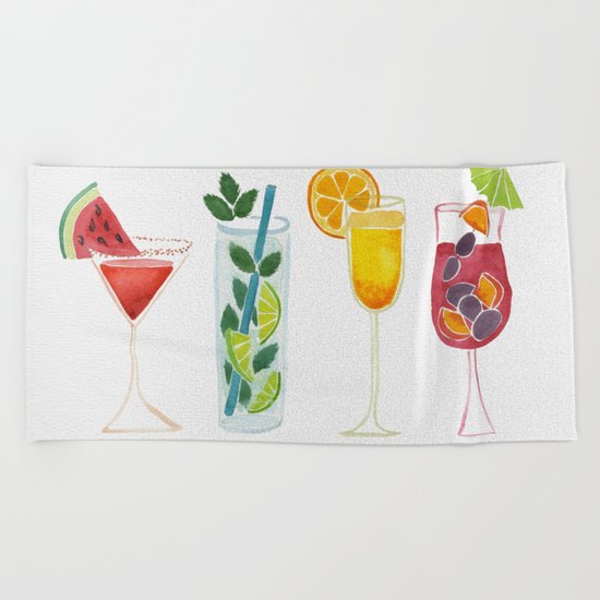 Summer Cocktails Beach Towel