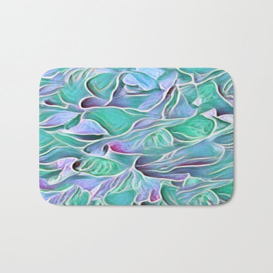 Flowing Soft Petal Abstract - Blue - Green Bath Mat