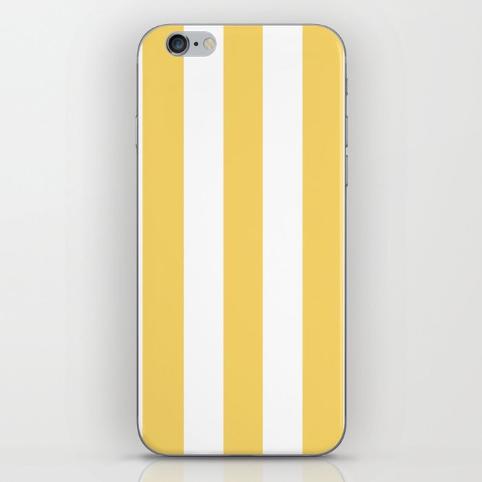 Orange-yellow (Crayola) - solid color - white vertical lines pattern iPhone Skin