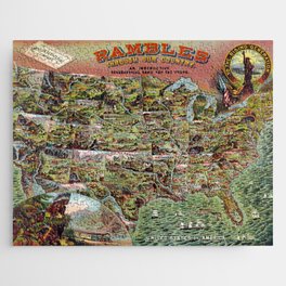 old vintage map of the united states of america - rambles map pictorial Jigsaw Puzzle