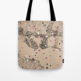 England, Portsmouth - Terrazzo Map Illustrated Tote Bag