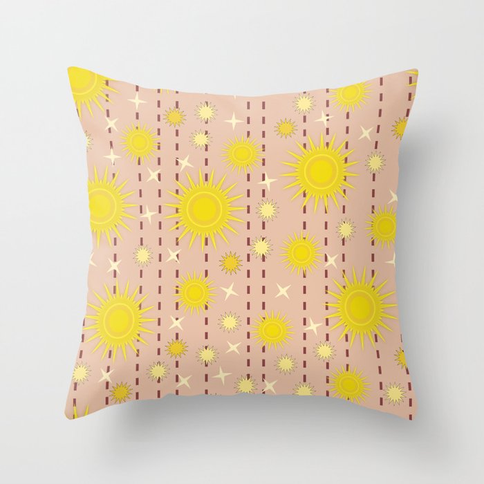 Scrapbook Suns on Salmon Throw Pillow