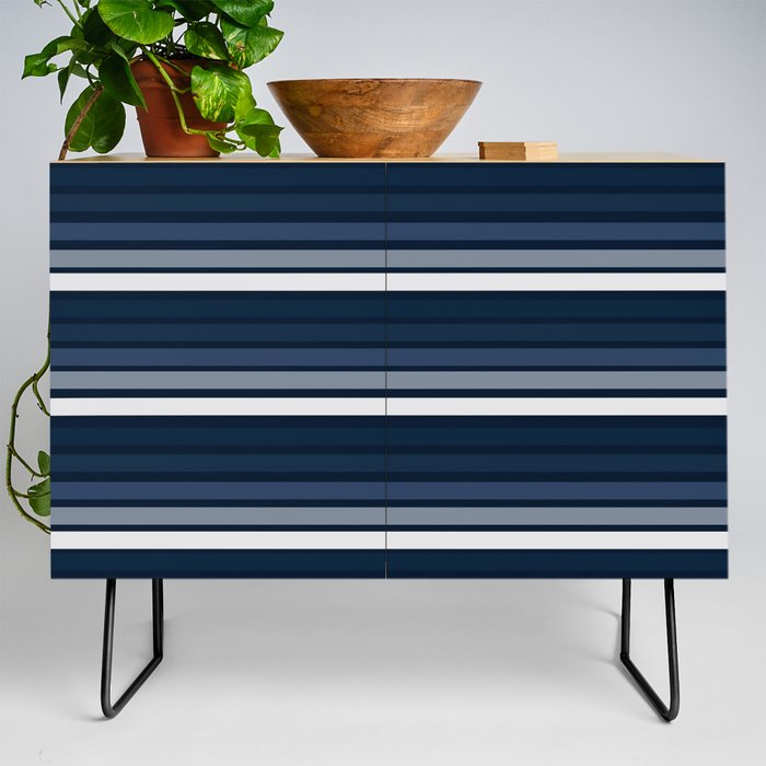 Blue Elegant Modern Stripes Pattern Credenza