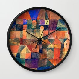 Colorful Abstract City Surrealism painting Paul Klee Wall Clock