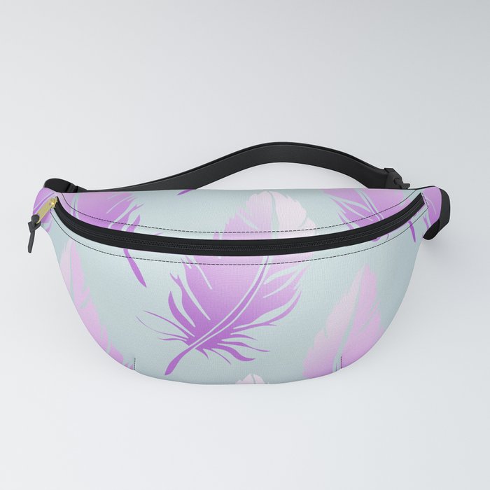 Delicate Feathers (violet on turquoise) Fanny Pack