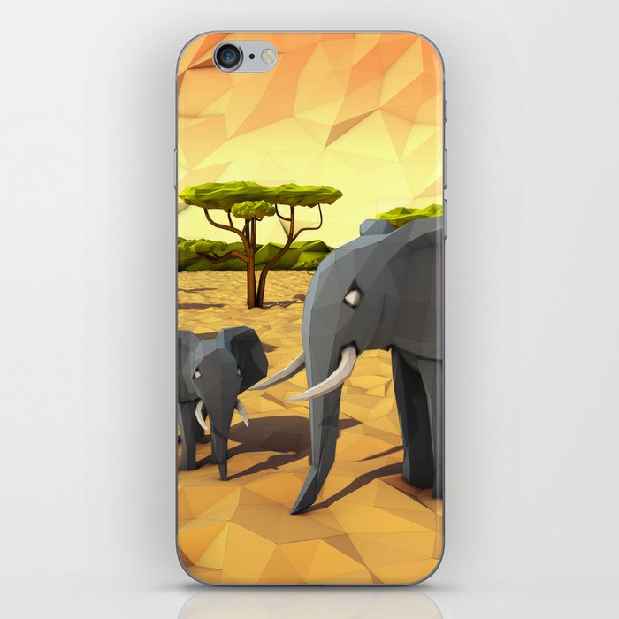 Lowpoly Elephant in the African Savanna iPhone Skin