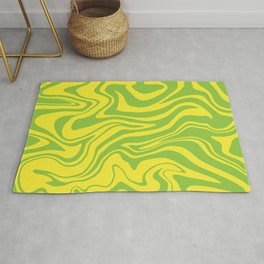 Bright Liquid Swirl, Green Lime and Yellow Area & Throw Rug