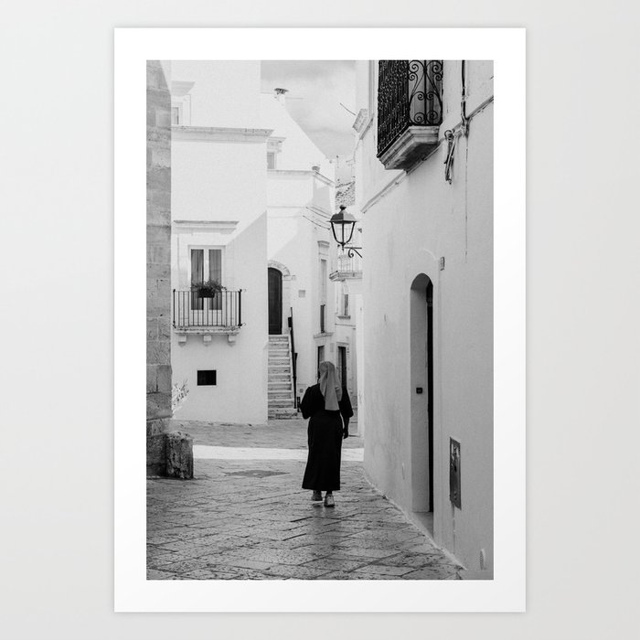 The nun in Puglia, Europe | fine art street photography | Wanderlust in the Italian street Art Print Art Print