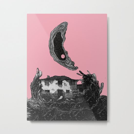 house/mon, pink# Metal Print