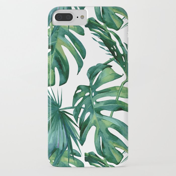 classic palm leaves tropical jungle green iphone case
