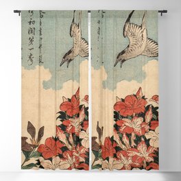 Hokusai Cuckoo and azaleas -hokusai,manga,japan,Katsushika,cuckoo,azaleas,Rhododendron Blackout Curtain