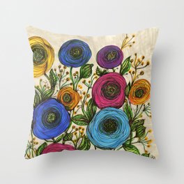 Round Ranunculus Throw Pillow