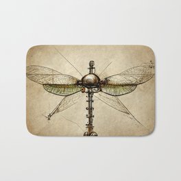 Steampunk mechanical Dragonfly no.1 Bath Mat