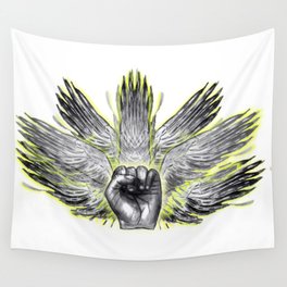 surreal winged hand mystical Feathered animal  Wall Tapestry