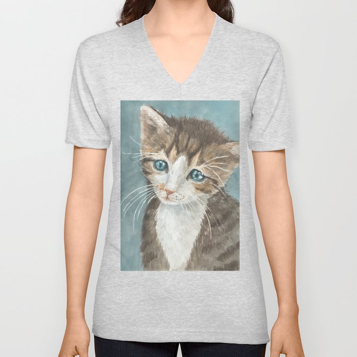Kitten, watercolor potrait V Neck T Shirt