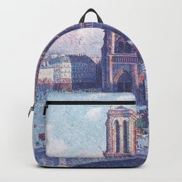Notre Dame Cathedral, Paris, France Masterpiece by Maximilian Luce Backpack
